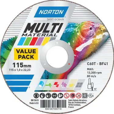 NORTON 115x1x22,2mm C60T-Bf41 Multipurpose